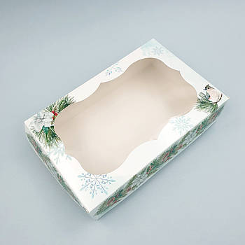 Коробка для десертів із віконцем Гілочка ялинки 15х23х6 см