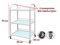 Тележка для мастера косметолога этажерка стеклянная для наращивания ресниц BS-004-A столик для бровиста салона