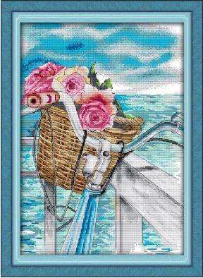 Набір для вишивання за нанесеною на канву схемою "Romance by the sea". AIDA 14CT printed , 33*44 см