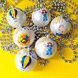 Набір новорічних іграшок патріотичних 6 шт 6 см | прикраси ялинкові патріотичні малюнки | іграшки патріотичні, фото 3