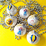 Набір новорічних іграшок патріотичних 6 шт 6 см | прикраси ялинкові патріотичні малюнки | іграшки патріотичні, фото 5