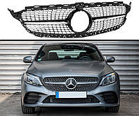 Радиаторная решетка Diamond Grille с диамантами W205 для Mercedes С160 C200 C300 под камеру Black