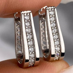 Срібні сережки родовані з фіанітами (1,8 см) РН-546