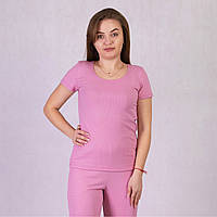 Жіноча футболка однотонна літня пряма рожева 42-54р