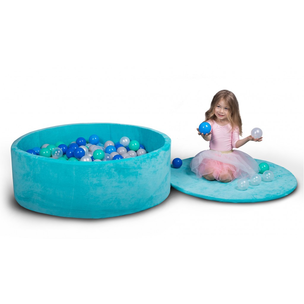 Сухой бассейн 80 см для детей с цветными шариками 50 шт, бассейн манеж, сухой бассейн с шариками бирюзовый - фото 3 - id-p2020761277