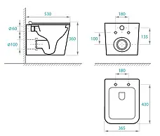 Комплект 5в1: Інсталяція Grohe Rapid + Безобідковий Підвісний унітаз Kvadro+ клавіша хром, фото 6