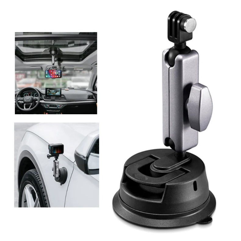 Кріплення присоска для екшн камери GoPro, DJI, Insta в автомобіль / Кронштейн шарнірний 360° для телефона