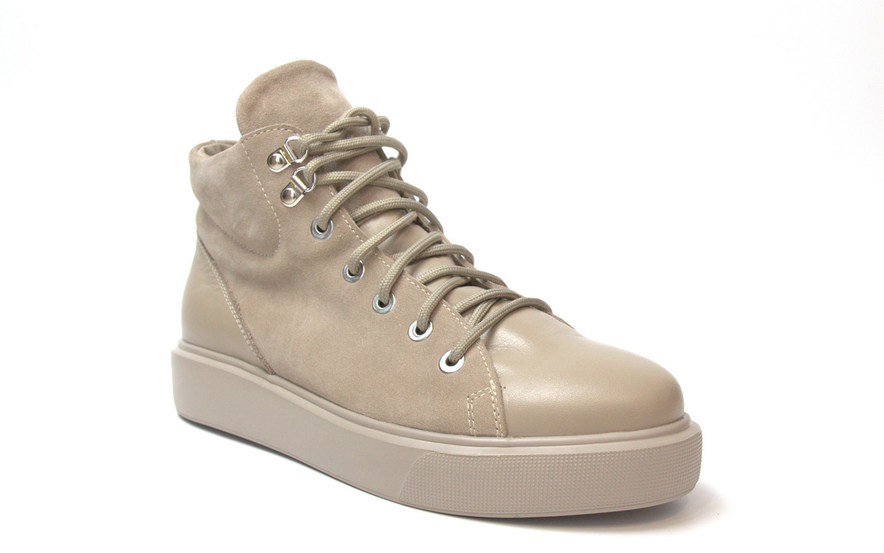 Уцінка на зимові черевики бежеві кеди на хутрі жіноче взуття великих розмірів 40-44 Rosso Avangard Luci Vel BS, фото 1