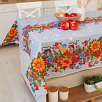 Скатертина лляна "Золота осінь" 1.5м х 1.5м (квадратна, на круглий стіл)
