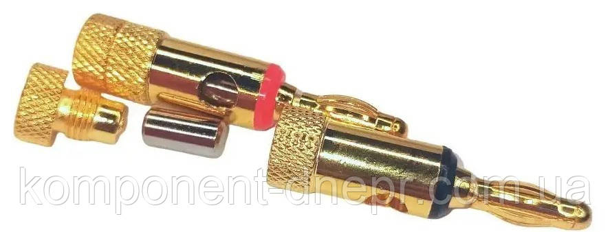 Штекер акустичний "Banan", корпус метал. gold, чорний