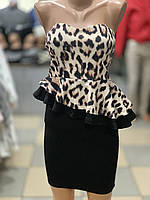 KikiRiki. Вечернее нарядное платье-бандо. Черное с тигровым узором. Оригинал. Турция.