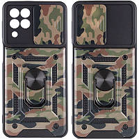 Ударопрочный чехол Camshield Serge Ring Camo для Samsung Galaxy M53 5G TPU+PC, Кольцо-держатель, Коричневый / Army Brown