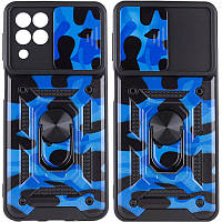 Ударопрочный чехол Camshield Serge Ring Camo для Samsung Galaxy M53 5G TPU+PC, Кольцо-держатель, Синий / Army Blue