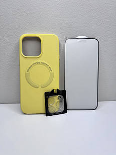 Чохол для iPhone New Leather Case With MagSafe Yellow