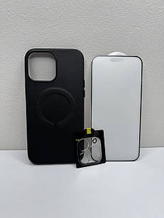 Чохол для iPhone New Leather Case With Magsafe Black