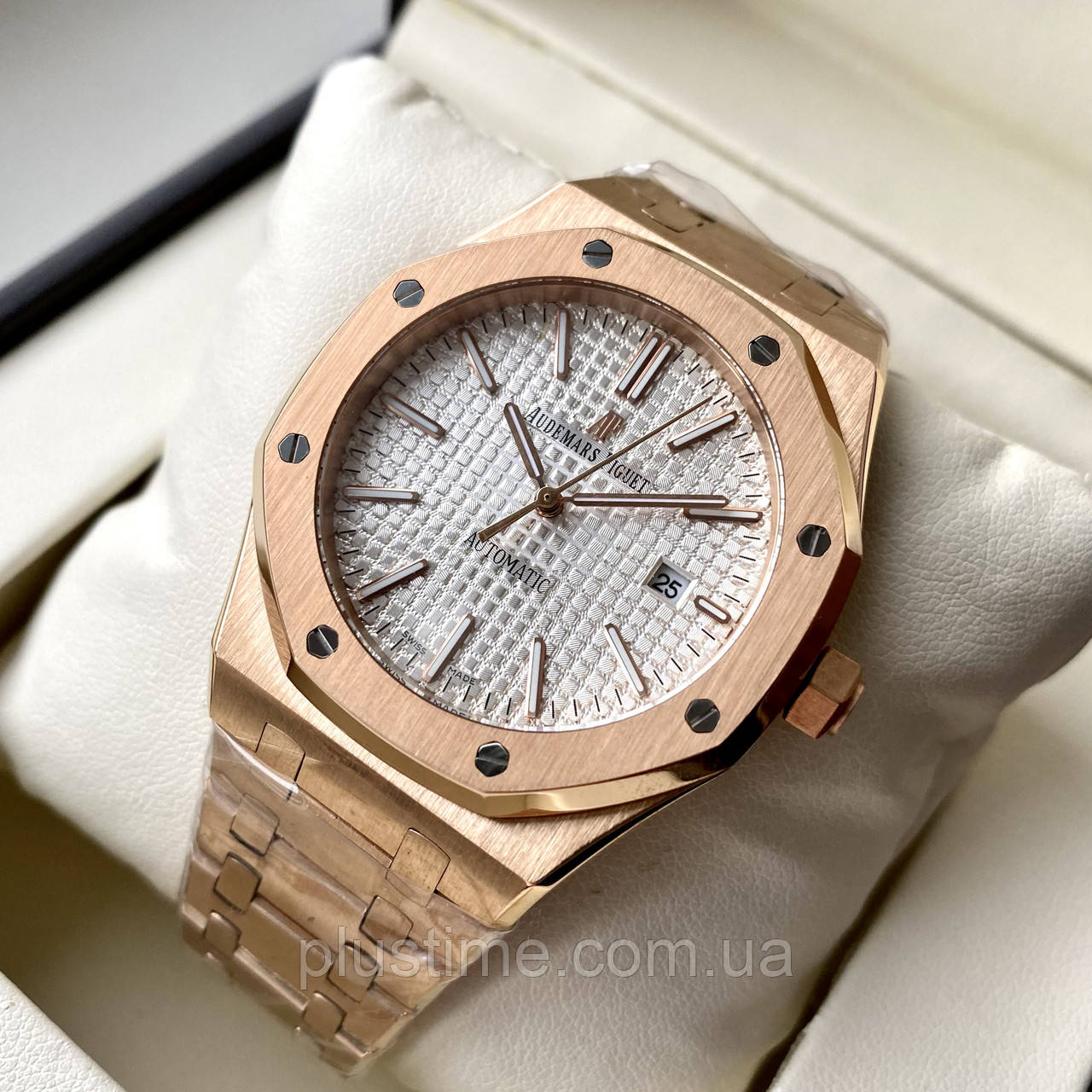 Наручний годинник Audemars Piguet Royal Oak Gold White АAA чоловічий механічний з автопідзаводом і датою