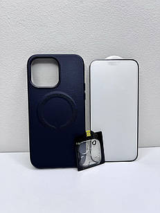 Чохол для iPhone New Leather Case With MagSafe Midnight Blue