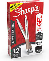 Набор гелевых ручек 12 шт автоматических Sharpie S-Gel, Metal Barrel, Black Ink Черный 0.7 мм (2126192)