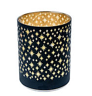 Светильник декоративный стеклянный "Chomik" LED, 10х12,5 см, черный, звездочки, 3ААА