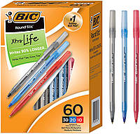 Набор шариковых ручек 60 шт BIC Round Stic Xtra Life Цветные масляные (GSM609AST) (B07L54B5N3)