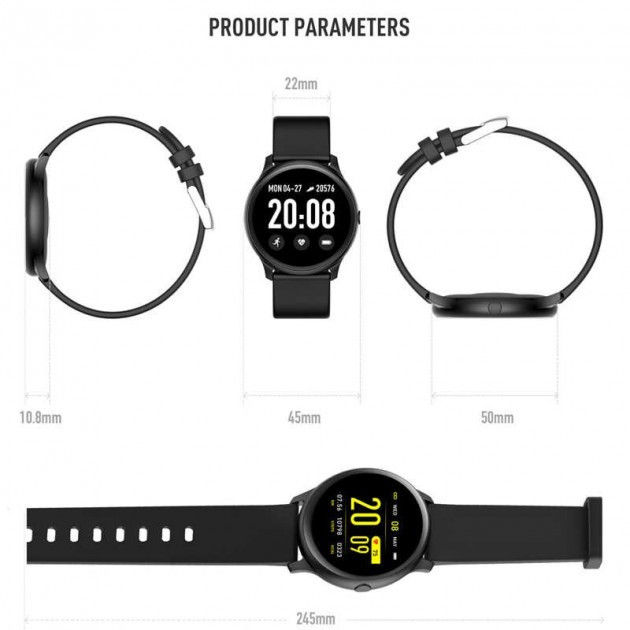 Наручные Bluetooth смарт часы Smart KW19 UTM, умные часы с измерением давления и кислорода черные APL - фото 9 - id-p2020826153