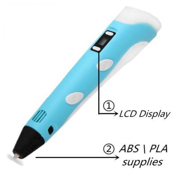 Детская 3D ручка для детей с ЖК экраном 3D PEN 2 и набором эко пластика для рисования с трафаретами APL - фото 7 - id-p2020826156