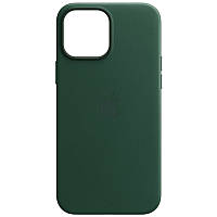 Кожаный чехол Leather Case with MagSafe для iPhone 14 Pro Military Green