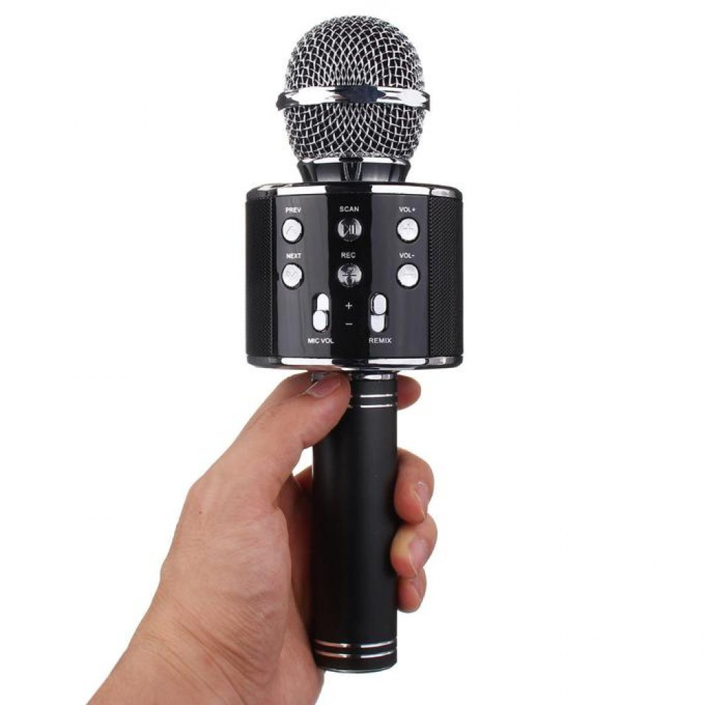 Детский Беспроводной микрофон караоке Wster WS858 портативный USB микрофон диско караоке светящийся APL - фото 6 - id-p2020826162