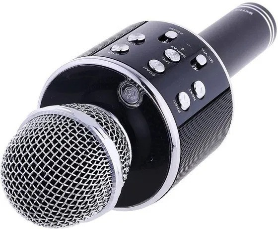 Детский Беспроводной микрофон караоке Wster WS858 портативный USB микрофон диско караоке светящийся APL - фото 8 - id-p2020826162