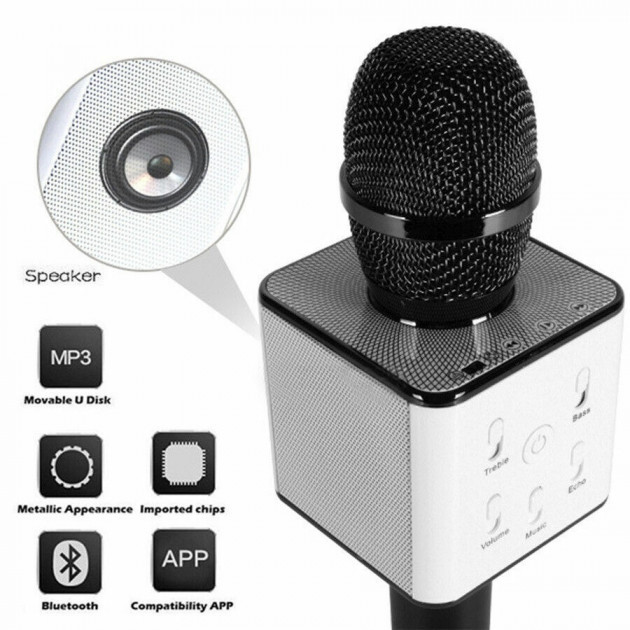 Детский Беспроводной микрофон караоке Q7 USB функцией изменения голоса в чехле APL - фото 5 - id-p2020826177