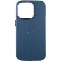 Кожаный чехол Leather Case with MagSafe для iPhone 14 Pro Indigo Blue
