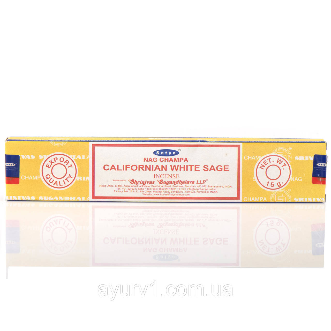 Аромапалочки Пахощі індійські Каліфорнійська біла шавлія Satya Nagchampa Californian White Sage 15г