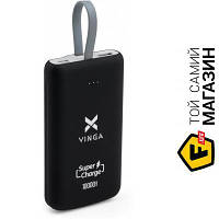 Повербанк Vinga Батарея универсальная Vinga 10000 mAh SuperQC soft touch w/cable black (VPB1SQSCBK)