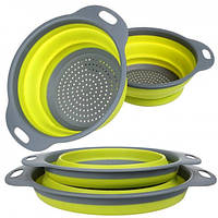 Друшляк силіконовий складаний Collapsible filter baskets BUF2453243 Сито комплект 2 шт Жовтий UKG