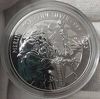 Инвестиционная серебряная монета Мерлин - волшебник короля Артура, Великобритания. Серия "Мифы и легенды" 2023