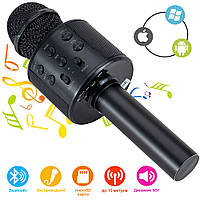 Bluetooth Микрофон караоке детский Wster WS 858 USB светящийся с колонкой Черный UKG