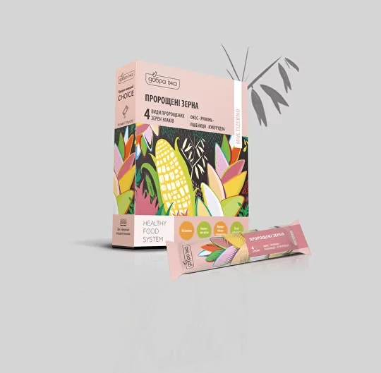 Пророщені зерна в стиках (овес, ячмінь, пшениця та кукурудза), фото 1