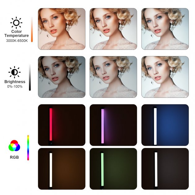 Селфи LED RGB лампа-жезл осветитель для съемки Rainbow Stick Light 50 см с пультом+штатив 2м APL - фото 9 - id-p2020845623