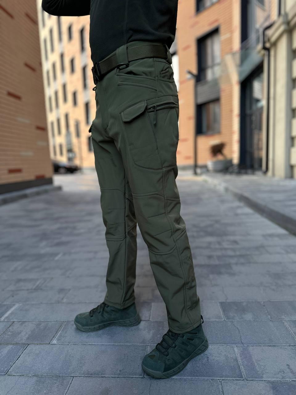 Зимові чоловічі брюки Gryphon олива, штани теплі чоловічі штани SoftShell хакі