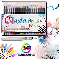 Акварельные маркеры 20 шт Hin Tung watercolor Brush Набор для рисования на водной основе APL