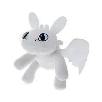 Подушка-обнимашка для сна, детская плюшевая игрушка дракон Беззубик, Дневная Фурия 35 см Белый