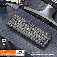 Бездротова механічна клавіатура K68 Bluetooth Dual Mode Сірого кольору