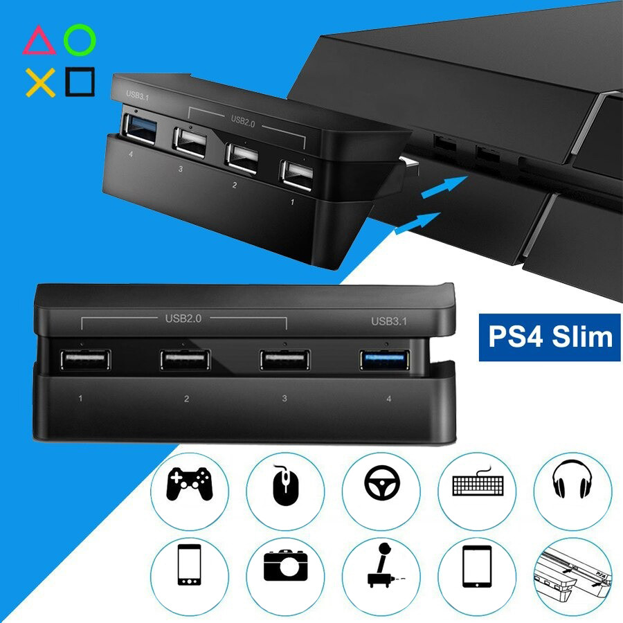 USB Hub на 4 порта док станція адаптер для периферійних пристроїв Dobe PS4 Slim перехідник UKG