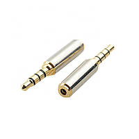 Перехідник аудіо Jack 2.5mm 4pin-3.5mm 4pin F/M Lucom (25.02.5263) адаптер Gold