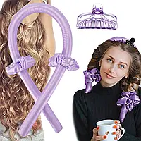 Мягкие бигуди для холодной завивки волос и создания локонов Hair Hold Фиолетовый + резинки и заколка UKG