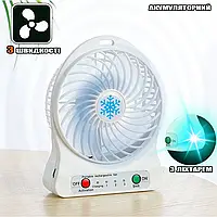 Портативный мини вентилятор Holder Fan HF39 с подсветкой, аккумуляторный 18650, USB Белый UKG