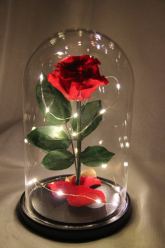 Роза в колбе Красная стеклянная с LED подсветкой Rose+кулон I LOVE YOU APL - фото 4 - id-p2020848018