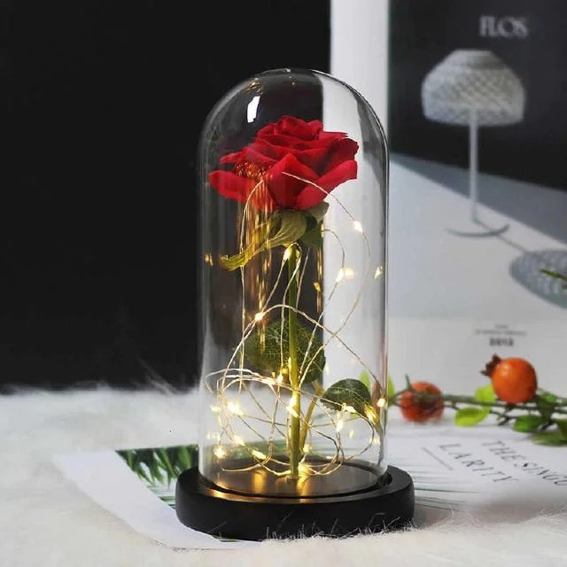 Роза в колбе Красная стеклянная с LED подсветкой Rose+кулон I LOVE YOU APL - фото 7 - id-p2020848018