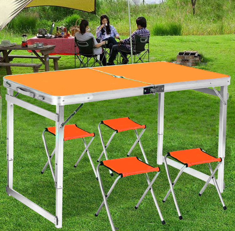 Стол для пикника усиленный раскладной стол-чемодан на природу оранжевый+Кемпинговый фонарь APL - фото 3 - id-p2020840978