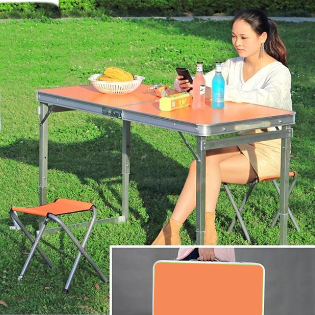 Раскладной туристический стол усиленный складной стол и 4 стула в чемодане Оранжевый + Надувной гамак APL - фото 4 - id-p2020840979